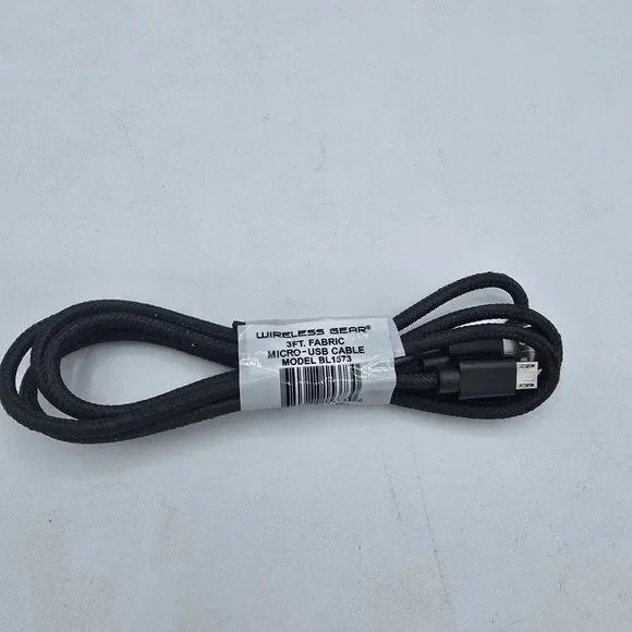 Wireless Gear 3FT Micro USB Fabric Cable - Black