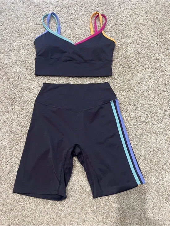 Vitality x Delaney Pulse Strappy Longline Bra & Biker Short Matching Set