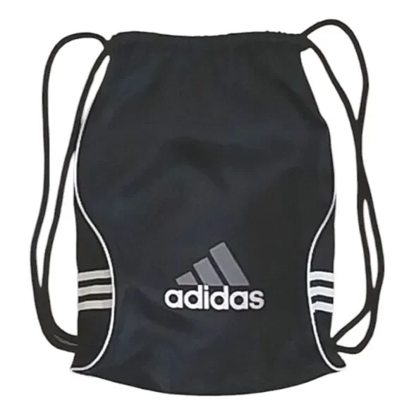 Adidas Sackpack Drawstring Backpack Black White 18X13X4
