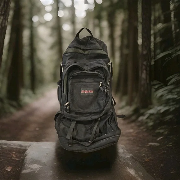 JANSPORT Hiking BACKPACK With Removable Day Pack Black Internal Frame EUC‎ Tall