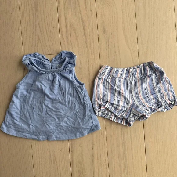 Carters Blue and Striped Kids Outfit Set 12M