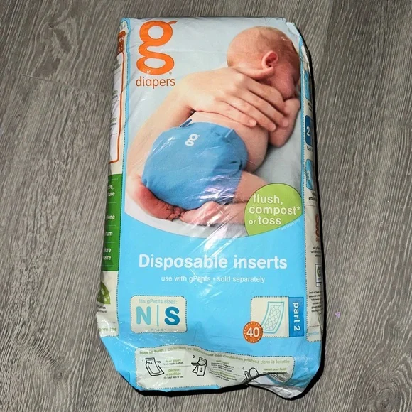 NEW gDiapers Flushable Disposable Inserts Size Newborn/Small 6-14lbs 40 count