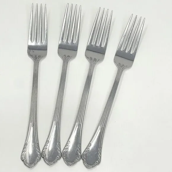 Reed & Barton VAUXHALL Stainless Glossy Set of 4 Dinner Place Forks 7.75