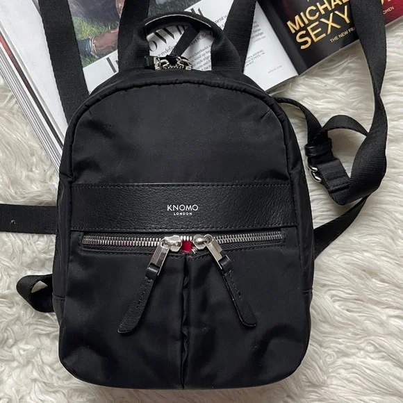 KNOMO London XS 9.5” Beauchamp Double Compartment Backpack in Black