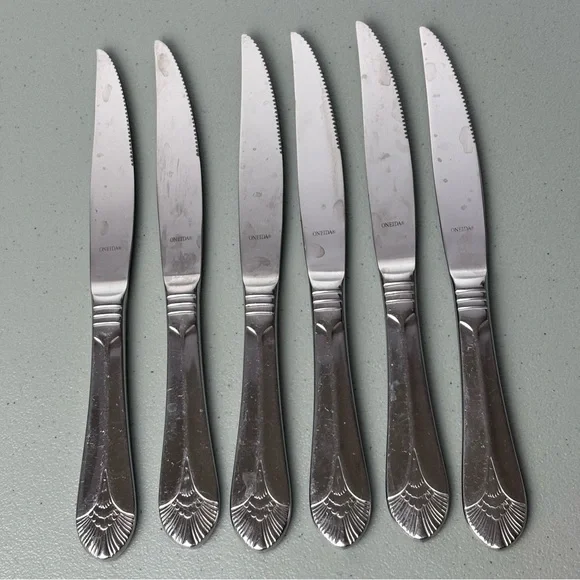 Oneida New York Stainless Steel Flatware Dinner Table Knives Lot of 6