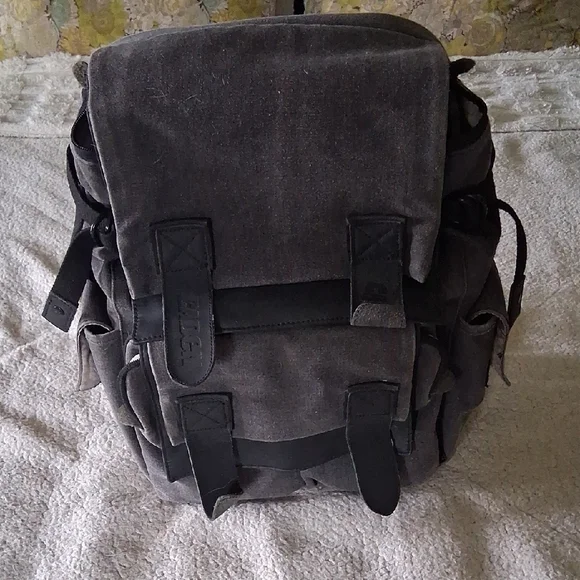 Stylish Gray Canvas Camera Backpack