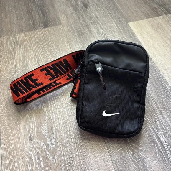 Nike Sportswear Essentials Hip Small Shoulder Chest Front Bag Black And Orange