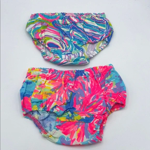 NWOT 2PC Lilly Pulitzer Vibrant Neon Infant 12-18M Diaper Covers