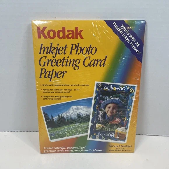 Kodak Inkjet Photo Greeting Card Paper‎ 20 Cards& Envelopes Cat 106 2330 New