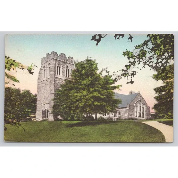 Russell Sage Memorial Chapel East Northfield MA Hand Colored‎ Albertype Postcard