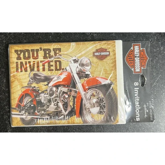 HARLEY-DAVIDSON‎ 8 INVITATIONS CARDS /PARTY EXPRESS FROM HALLMARK NEW