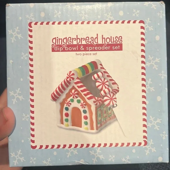 Pier 1 gingerbread house dip‎ bowl & spreader set