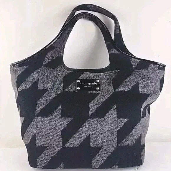 Kate Spade Houndstooth Wool Blend Tote Bag | EUC