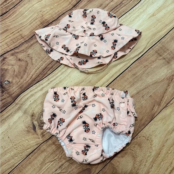 NEW! Disney Baby Minnie Mouse Sun Hat and Diaper Cover Set