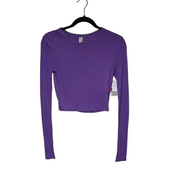 BP. Ribbed Purple Cropped Long Sleeve Top Sz Med