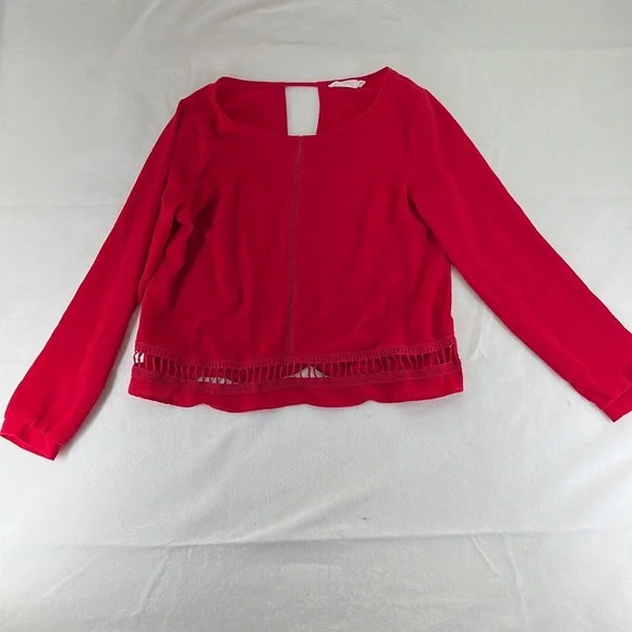 Lush Long Sleeve Shirt Blouse Red Womens Size M
