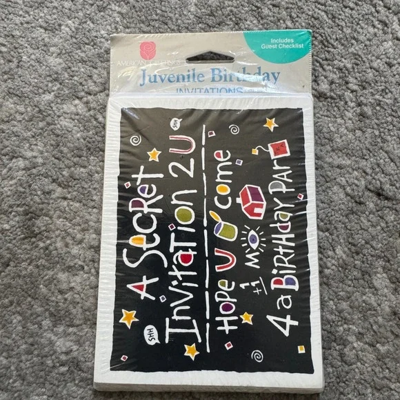 Vintage American Greetings Secret Birthday Invitations 8ct Chalkboard Retro‎ New