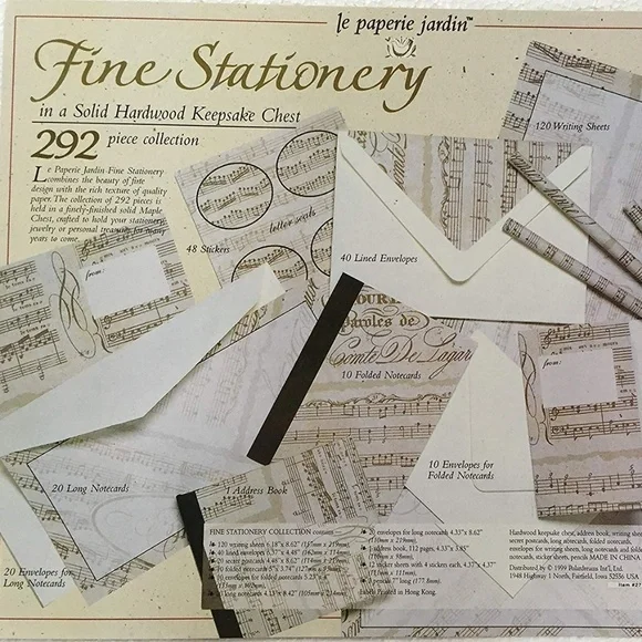 Fine Stationery in a Solid Hardwood Keepsake Chest