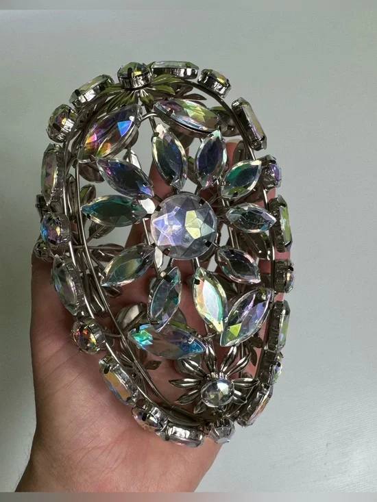 Pier 1 vintage rare rhinestone egg ornament borealis