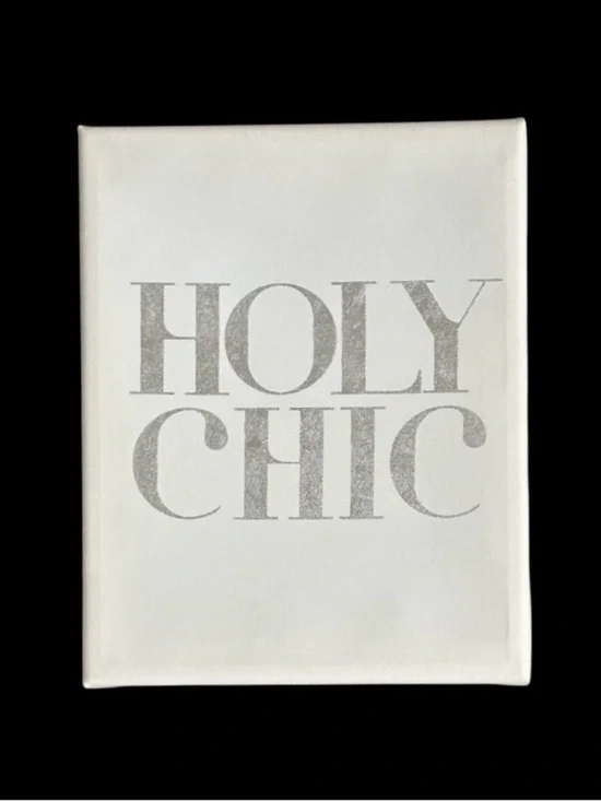 Pier 1 Imports “HOLY CHIC” White and Silver Canvas Wall Art