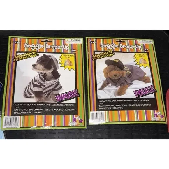 Doggie Dress Up Police And InmateDog CostumesSmall to Medium Dogs NEW Set