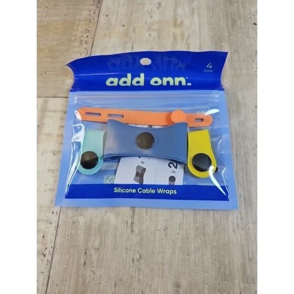 Onn Silicone Reusable Cable Wraps Box of 6 (4-Pack Each) Rubber Cable Ties 24ct