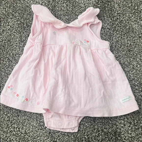 Pink Baby Dress with Floral Embroidery