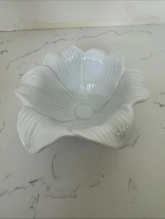 Pier 1 Lilly White Floral Ceramic Bowl