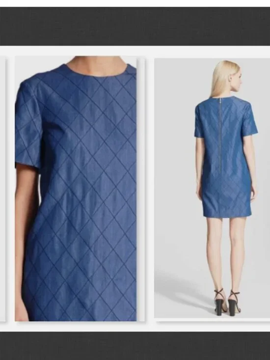 NEW Kate Spade New York Quilted Chambray Denim Shift Dress Size 4