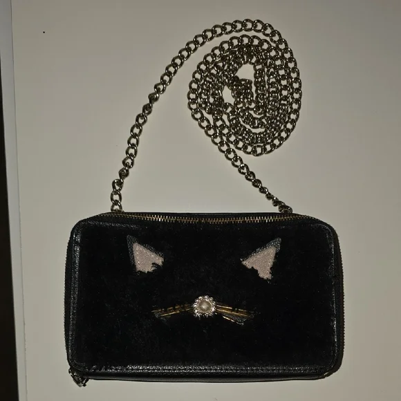 Kate Spade Black Cat Clutch with Chain