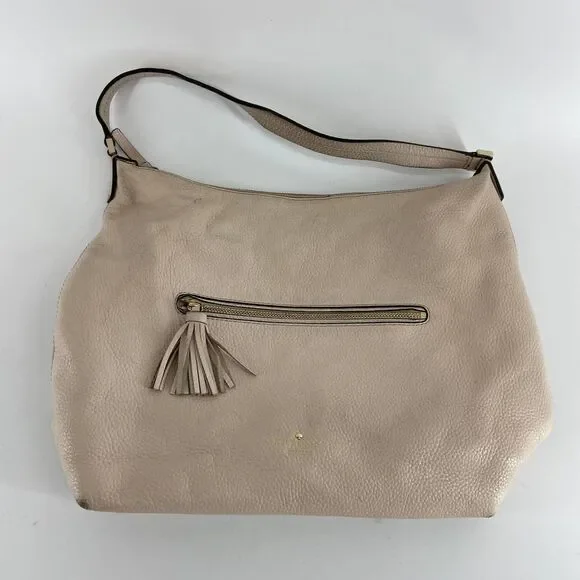 Kate Spade Cream Pebble Leather Boho Shoulder Bag Purse