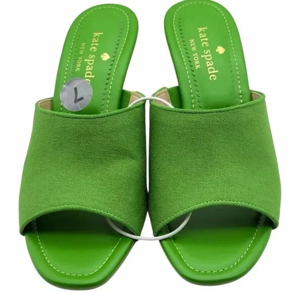 Kate Spade Marigold Elegant Green Heels Mules Size 7B NWOT