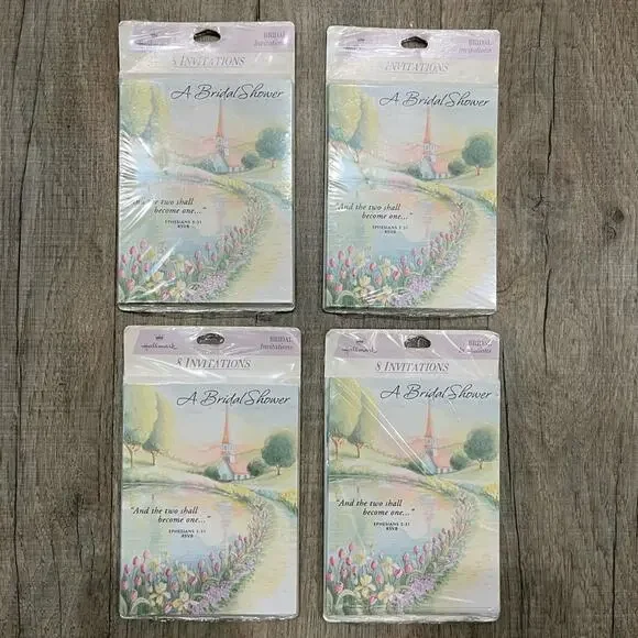 Set of 4 Packs Vintage Hallmark Bridal Shower Invitation Nostalgia NEW 32 Total