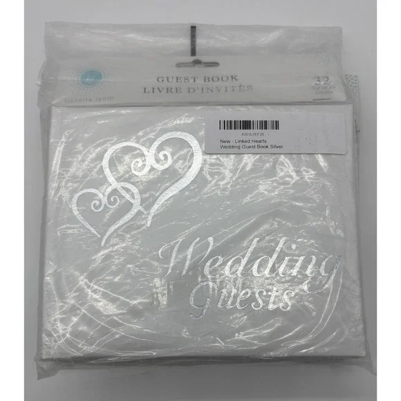 Victoria Lynn Linked Hearts Wedding Guest Book White Silver 32 Pages Bulk 4 Lot