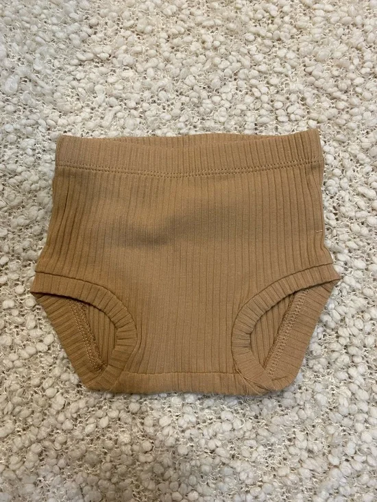 Ribbed Baby Diaper Cover in Tan