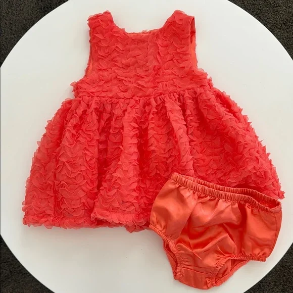 Cat and Jack Coral Ruffle Dress and Bloomers Set 6-9M