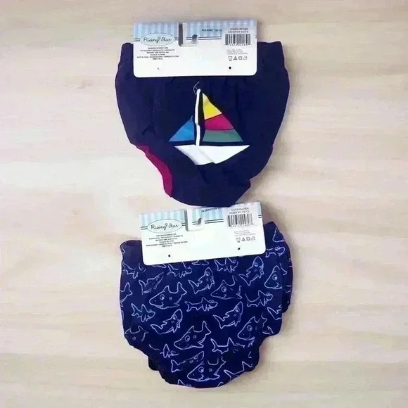 2-Baby Boutique Diaper Covers Sailboat And Shark Design Blue 0-12 Months