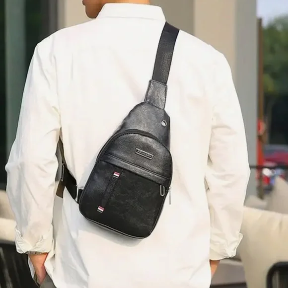 Black Crossbody Sling Backpack Men Shoulder Strap Sling Bag