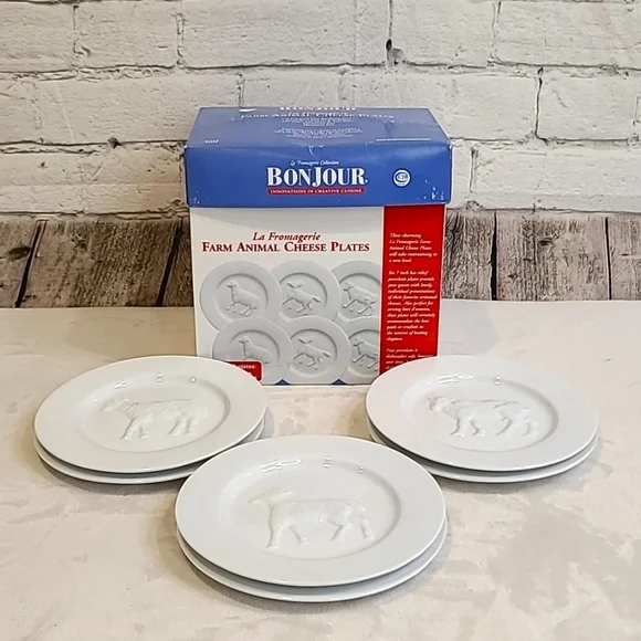 Bonjour La Fromagerie Porcelain Animal Cheese/Appetizer Plates - NIB/NWT