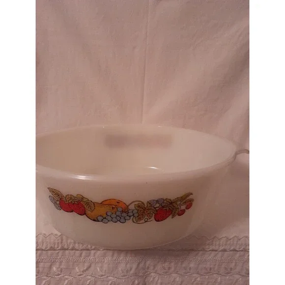 Anchor Hocking Fire King Nature's Bounty Fruit casserole dish