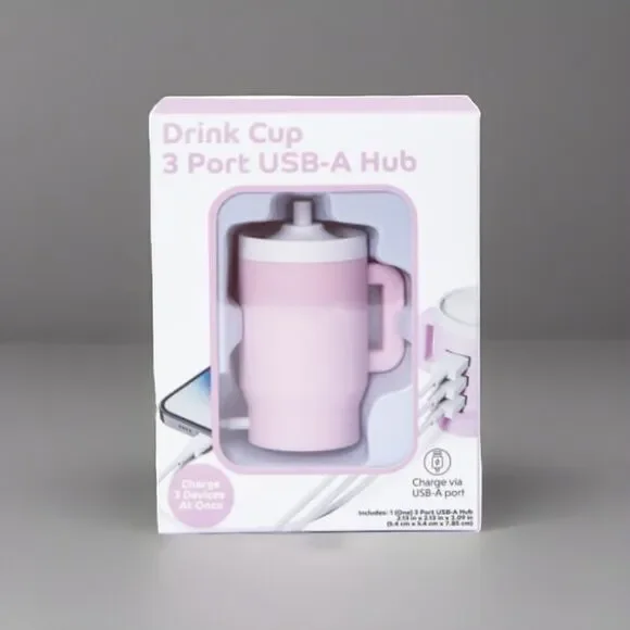 🔥Drink Cup Shaped 3 Port USB-A Hub Tumbler Style BNWT🔥