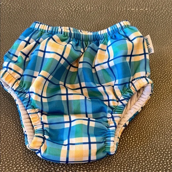 i play. Blue and Yellow Plaid Swim Diaper Cover