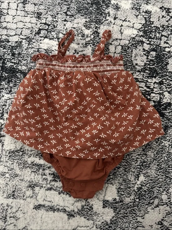 Carter's Rust Floral Diaper Cover Romper