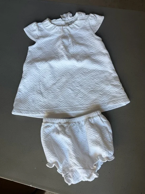 Janie and Jack White Quilted Dress with Matching Bloomers