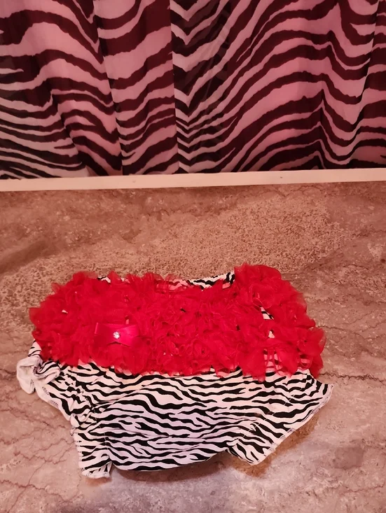 Ruffled Red & Zebra Print Baby Bloomer