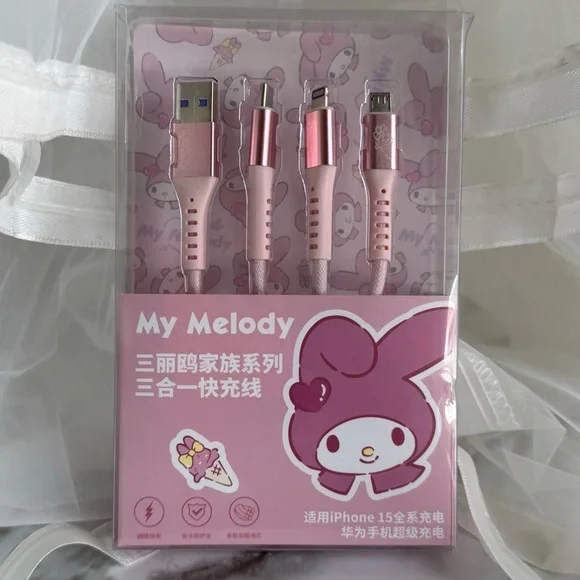 Hello Kitty and Friends My Melody Pink Charging Cable Set