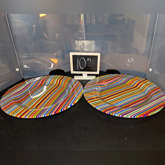 Pier 1 vintage colorful striped heavy‎ glass 10