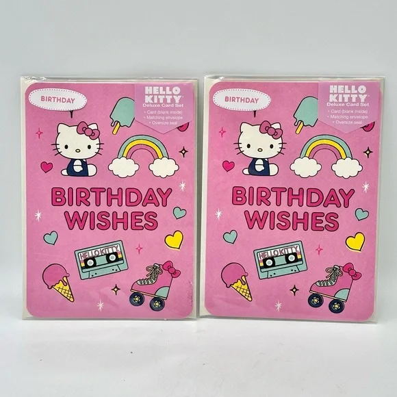Sanrio Hello Kitty Birthday Wishes Card Set of 2 - Pink