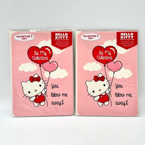 Sanrio Hello Kitty “Be My Valentine” Deluxe Cards Set of 2 - Red