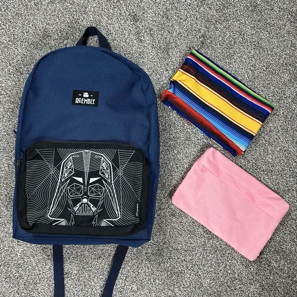 AcEmbly Backpack Star Wars Interchangeable Front Pockets Blue Bag‎ Travel Bag